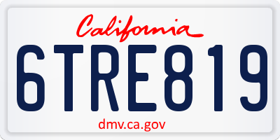 CA license plate 6TRE819