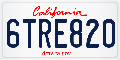 CA license plate 6TRE820