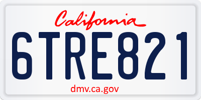 CA license plate 6TRE821