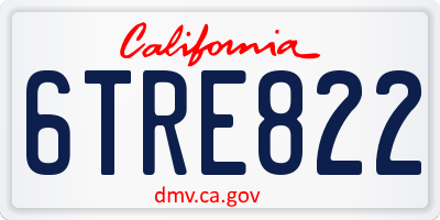 CA license plate 6TRE822