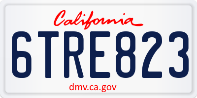 CA license plate 6TRE823