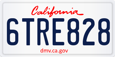 CA license plate 6TRE828