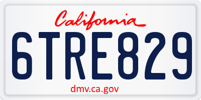 CA license plate 6TRE829