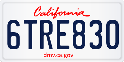 CA license plate 6TRE830