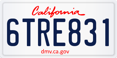 CA license plate 6TRE831