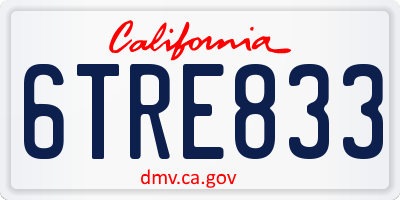 CA license plate 6TRE833