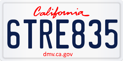 CA license plate 6TRE835