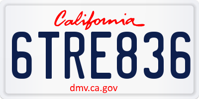 CA license plate 6TRE836