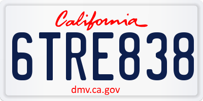 CA license plate 6TRE838