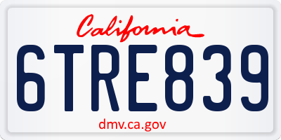 CA license plate 6TRE839