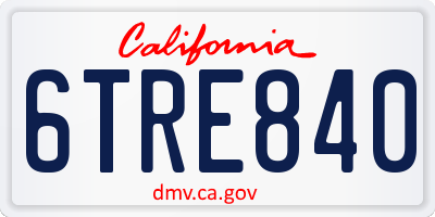 CA license plate 6TRE840