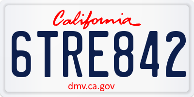 CA license plate 6TRE842