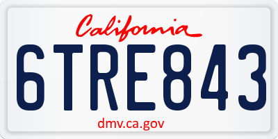 CA license plate 6TRE843