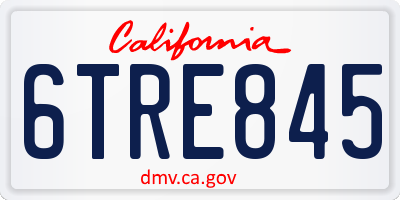 CA license plate 6TRE845