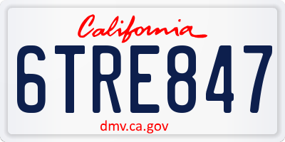 CA license plate 6TRE847