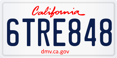 CA license plate 6TRE848