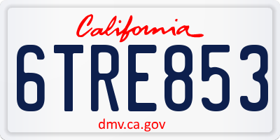 CA license plate 6TRE853