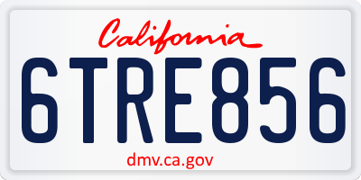 CA license plate 6TRE856