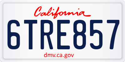 CA license plate 6TRE857