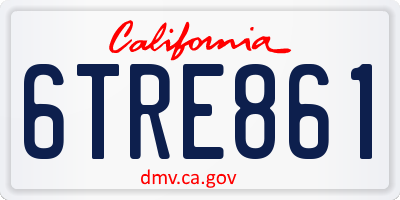 CA license plate 6TRE861