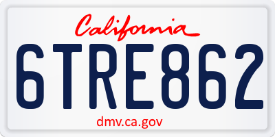 CA license plate 6TRE862