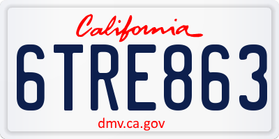 CA license plate 6TRE863