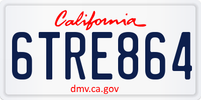 CA license plate 6TRE864
