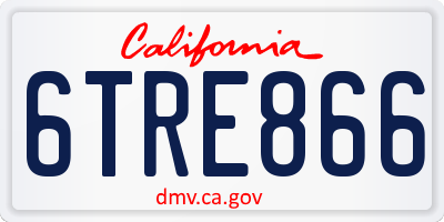 CA license plate 6TRE866