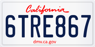 CA license plate 6TRE867