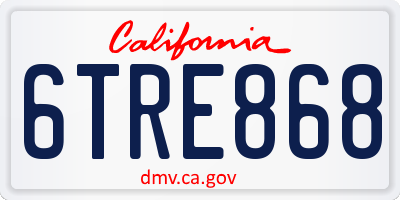 CA license plate 6TRE868