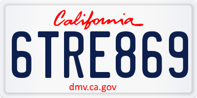 CA license plate 6TRE869
