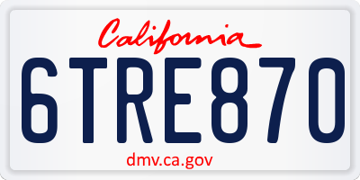 CA license plate 6TRE870