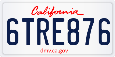 CA license plate 6TRE876