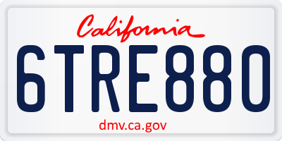 CA license plate 6TRE880