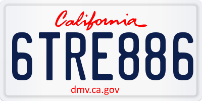 CA license plate 6TRE886