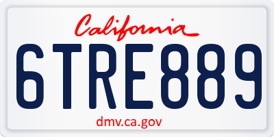 CA license plate 6TRE889