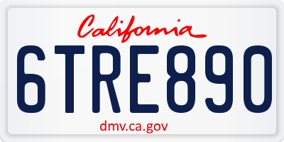CA license plate 6TRE890