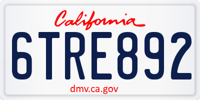 CA license plate 6TRE892