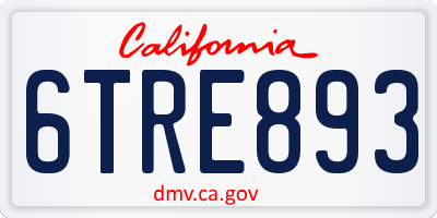 CA license plate 6TRE893