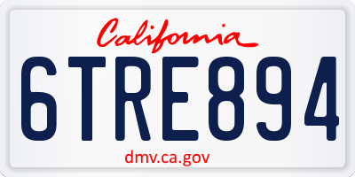 CA license plate 6TRE894