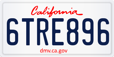 CA license plate 6TRE896