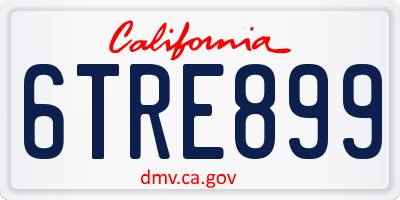CA license plate 6TRE899