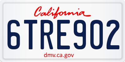CA license plate 6TRE902