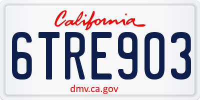 CA license plate 6TRE903