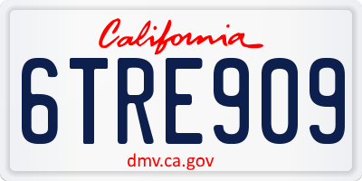 CA license plate 6TRE909