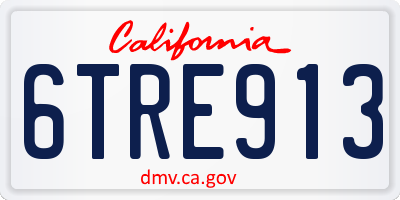 CA license plate 6TRE913