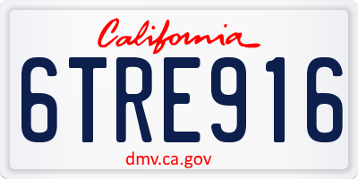 CA license plate 6TRE916
