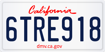CA license plate 6TRE918