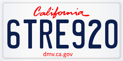 CA license plate 6TRE920