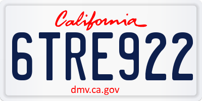 CA license plate 6TRE922